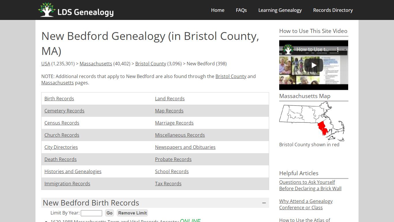 New Bedford Genealogy (in Bristol County, Massachusetts)